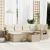Image de vidaXL Salon de jardin avec coussins 7 pcs beige résine tressée