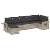 Image de vidaXL Salon de jardin avec coussins 7 pcs gris clair résine tressée