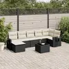 Image de vidaXL Salon de jardin 8 pcs avec coussins noir résine tressée