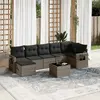 Image de vidaXL Salon de jardin 8 pcs avec coussins gris résine tressée