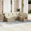 Image de vidaXL Salon de jardin avec coussins 7 pcs beige résine tressée
