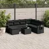 Image de vidaXL Salon de jardin 8 pcs avec coussins noir résine tressée