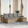 Image de vidaXL Salon de jardin avec coussins 6 pcs beige résine tressée