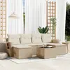 Image de vidaXL Salon de jardin avec coussins 7 pcs beige résine tressée