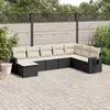 Image de vidaXL Salon de jardin 8 pcs avec coussins noir résine tressée
