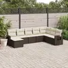 Image de vidaXL Salon de jardin 8 pcs avec coussins marron résine tressée