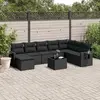 Image de vidaXL Salon de jardin 9 pcs avec coussins noir résine tressée