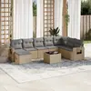 Image de vidaXL Salon de jardin avec coussins 9 pcs beige résine tressée