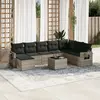 Image de vidaXL Salon de jardin 9 pcs avec coussins gris clair résine tressée
