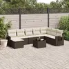 Image de vidaXL Salon de jardin avec coussins 9 pcs marron résine tressée
