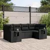Image de vidaXL Salon de jardin 6 pcs avec coussins noir résine tressée