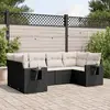 Image de vidaXL Salon de jardin 6 pcs avec coussins noir résine tressée