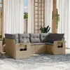 Image de vidaXL Salon de jardin avec coussins 6 pcs beige résine tressée