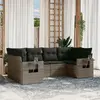 Image de vidaXL Salon de jardin 6 pcs avec coussins gris résine tressée