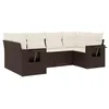 Image de vidaXL Salon de jardin avec coussins 6 pcs marron résine tressée