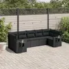 Image de vidaXL Salon de jardin 7 pcs avec coussins noir résine tressée