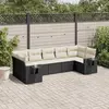 Image de vidaXL Salon de jardin 7 pcs avec coussins noir résine tressée