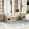 Image de vidaXL Salon de jardin avec coussins 7 pcs beige résine tressée