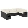 Image de vidaXL Salon de jardin 9 pcs avec coussins noir résine tressée