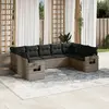 Image de vidaXL Salon de jardin 9 pcs avec coussins gris résine tressée
