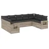 Image de vidaXL Salon de jardin 9 pcs avec coussins gris clair résine tressée