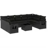 Image de vidaXL Salon de jardin 10 pcs avec coussins noir résine tressée
