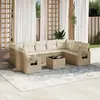 Image de vidaXL Salon de jardin avec coussins 10 pcs beige résine tressée