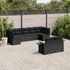 Image de vidaXL Salon de jardin 9 pcs avec coussins noir résine tressée
