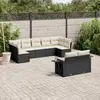 Image de vidaXL Salon de jardin 9 pcs avec coussins noir résine tressée
