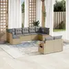 Image de vidaXL Salon de jardin avec coussins 9 pcs beige résine tressée