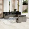 Image de vidaXL Salon de jardin 9 pcs avec coussins gris résine tressée