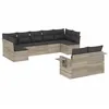 Image de vidaXL Salon de jardin 9 pcs avec coussins gris clair résine tressée