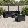 Image de vidaXL Salon de jardin 10 pcs avec coussins noir résine tressée