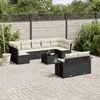 Image de vidaXL Salon de jardin 10 pcs avec coussins noir résine tressée