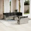 Image de vidaXL Salon de jardin avec coussins 10 pcs gris clair résine tressée