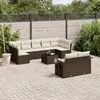 Image de vidaXL Salon de jardin 10 pcs avec coussins marron résine tressée