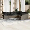 Image de vidaXL Salon de jardin 9 pcs avec coussins gris résine tressée
