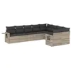 Image de vidaXL Salon de jardin 9 pcs avec coussins gris clair résine tressée