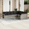Image de vidaXL Salon de jardin 9 pcs avec coussins gris clair résine tressée