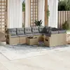 Image de vidaXL Salon de jardin avec coussins 10 pcs beige résine tressée