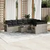 Image de vidaXL Salon de jardin avec coussins 10 pcs gris clair résine tressée