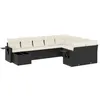 Image de vidaXL Salon de jardin 10 pcs avec coussins noir résine tressée