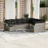 Image de vidaXL Salon de jardin avec coussins 10 pcs gris clair résine tressée