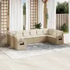 Image de vidaXL Salon de jardin avec coussins 10 pcs beige résine tressée