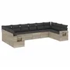 Image de vidaXL Salon de jardin avec coussins 10 pcs gris clair résine tressée