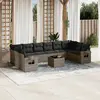 Image de vidaXL Salon de jardin 11 pcs avec coussins gris résine tressée