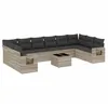 Image de vidaXL Salon de jardin 11 pcs avec coussins gris clair résine tressée