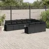 Image de vidaXL Salon de jardin 10 pcs avec coussins noir résine tressée