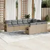 Image de vidaXL Salon de jardin avec coussins 10 pcs beige résine tressée