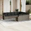 Image de vidaXL Salon de jardin avec coussins 10 pcs gris résine tressée
